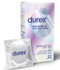 Презервативи Дюрекс Інвізібл Екстра Любрикант (Durex Invisible Extra Lubricated) 12 штук